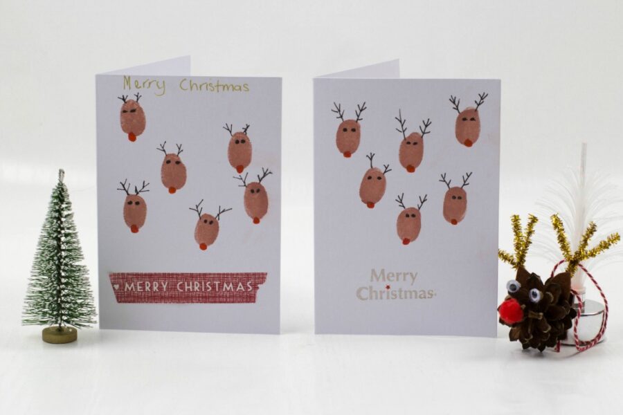 Thumbprint reindeer Christmas card